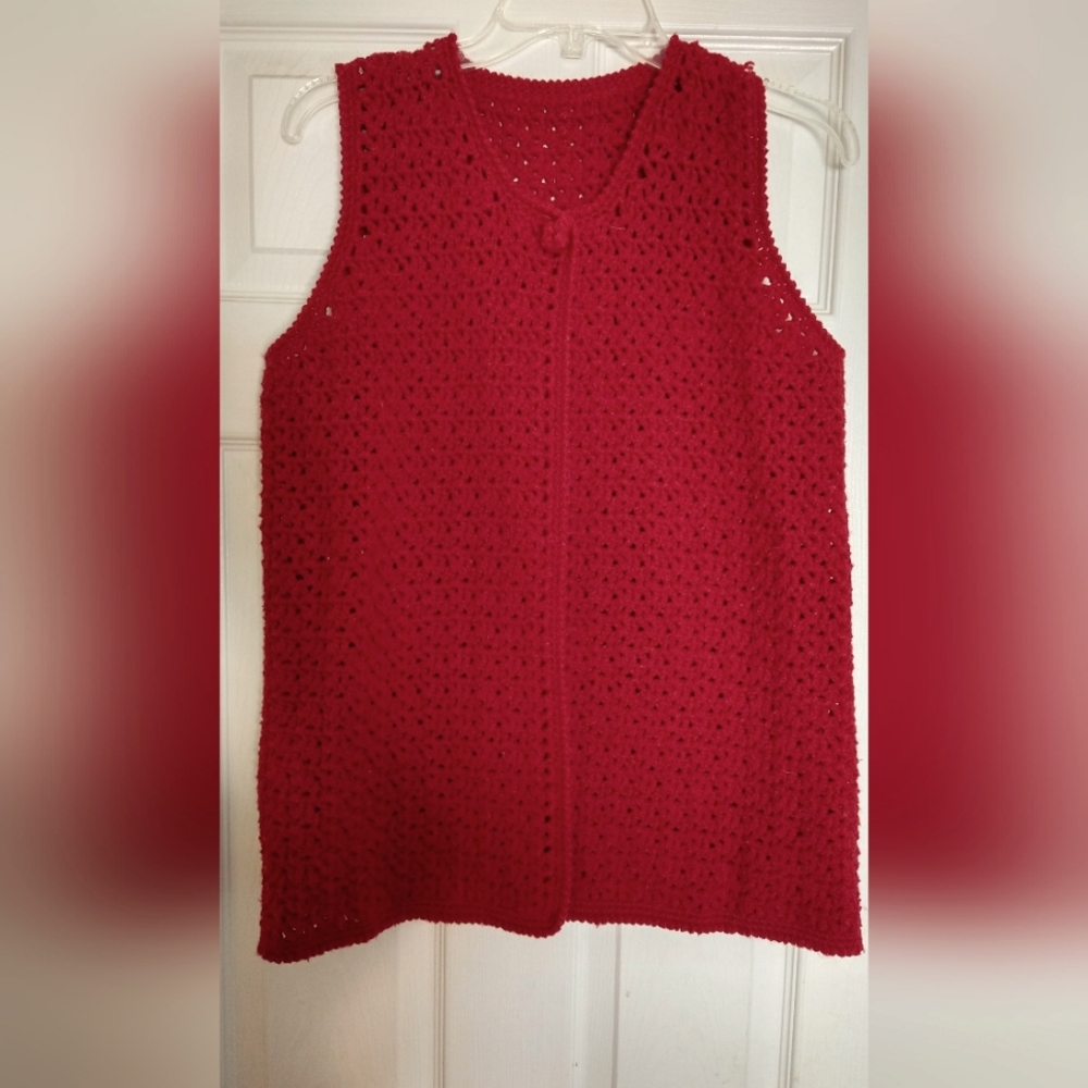 Two Vintage Hand Crocheted Vests